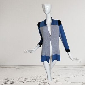 Elegant Blue and Gray Women's Cardigan